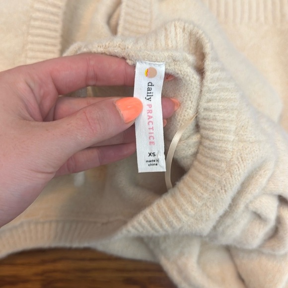 Anthropologie Daily Practice Cream puff Short Sleeve Sweater Mini DRESS Soft XS - Picture 8 of 11